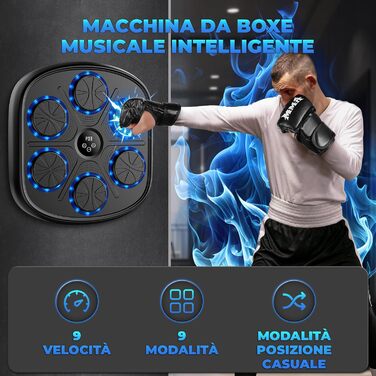 Музыкальний автомат для боксу HEETIPUK 2025 з Bluetooth, 2 боксерськими рукавичками, зарядним кабелем 2 м, настінний, ударостійкий з PU, регульована гучність – для фітнесу