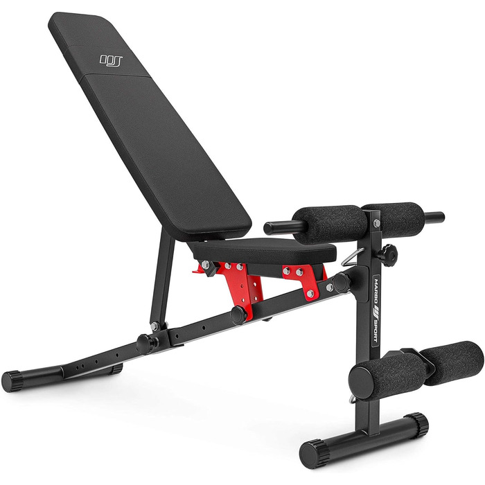 Універсальна регульована тренувальна лава Marbo Sport MH-L111 2.0 з бенкюрлером, чорна-червона, вироблено в ЄС