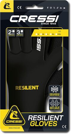 Рукавички для дайвінгу Cressi Resilient - унісекс, чорні, 3 мм, XL
