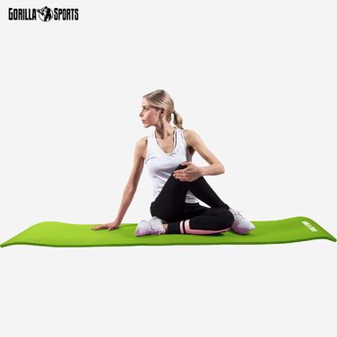 Йога мат GORILLA SPORTS® 190x100x1.5 см з ручним ременем, антислизька, без фталатів, для фітнесу та тренувань