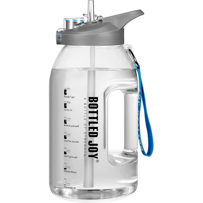 Пляшка для води Glaxcidy 2-в-1 BOTTLED JOY 2,5 л з трубочкою, кришкою та мірною шкалою, BPA-free, для спорту, біла, півгалона