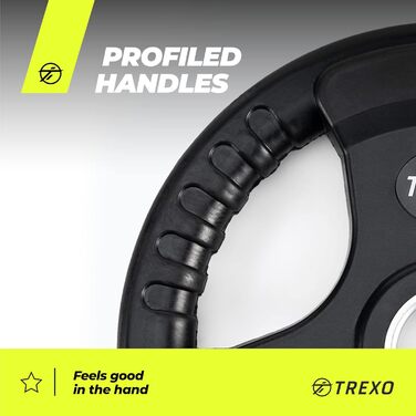 Диск для штанги TREXO 15 кг з ручками, чавунний, покритий, для кросфіту та силових тренувань