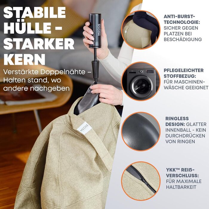 Стілець-м'яч MEGGS® 65 см: ергономічний, для офісу та дому, з антиковзким покриттям, для вагітних, знімний чохол, перламутрово-бежевий