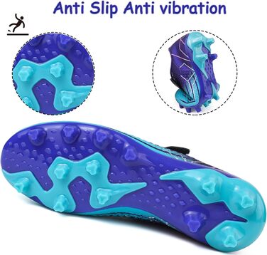 Дитячі футбольні бутси з шипами, професійні, для хлопчиків та дівчаток, спортивне взуття, розмір 38 EU, блакитний/фіолетовий