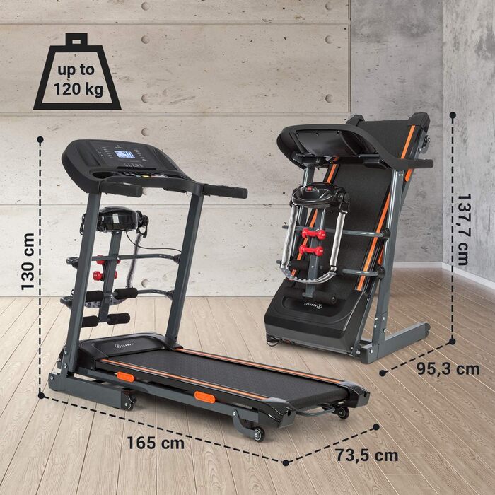 Capital Sports Pacemaker F120 - електричний біговий тренажер для дому з масажною станцією, складний, до 12 км/год