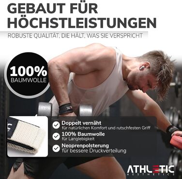 Підтримка для тяги Athletic Aesthetics - Професійні ремені для підйому ваги 60 см для фітнесу, важкої атлетики, станової тяги - Пара ременів для жінок та чоловіків, Бежевий (Силікон)