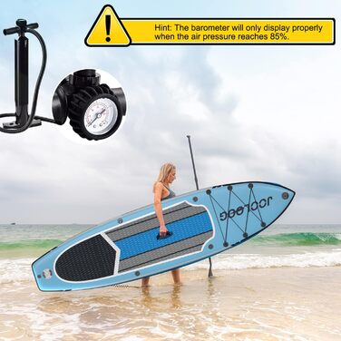 Надувний SUP Board JOOLOOG Stand Up Paddle Board 300кг, 6 дюймів товщини, з аксесуарами для веслування, для дорослих та підлітків, довжина 10'2/10'5, 320 x 81 x 15 см (зелено-сірий, з синім сидінням та кріпленням для камери)