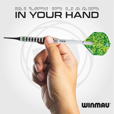Професійний набір дротиків WINMAU Advance 500, вольфрамові, Softip, 22 г, зелений, з оперенням та штифтами