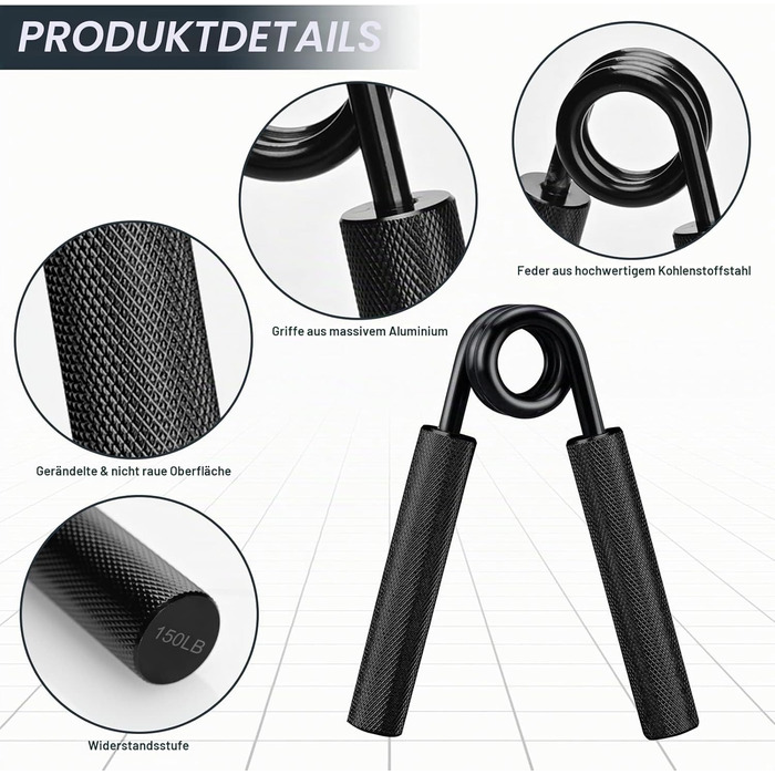 Griffkraft Trainer Set 50-250 LBS: Розвиток сили хвата, металевий тренажер для рук та пальців (набір 4 шт.)