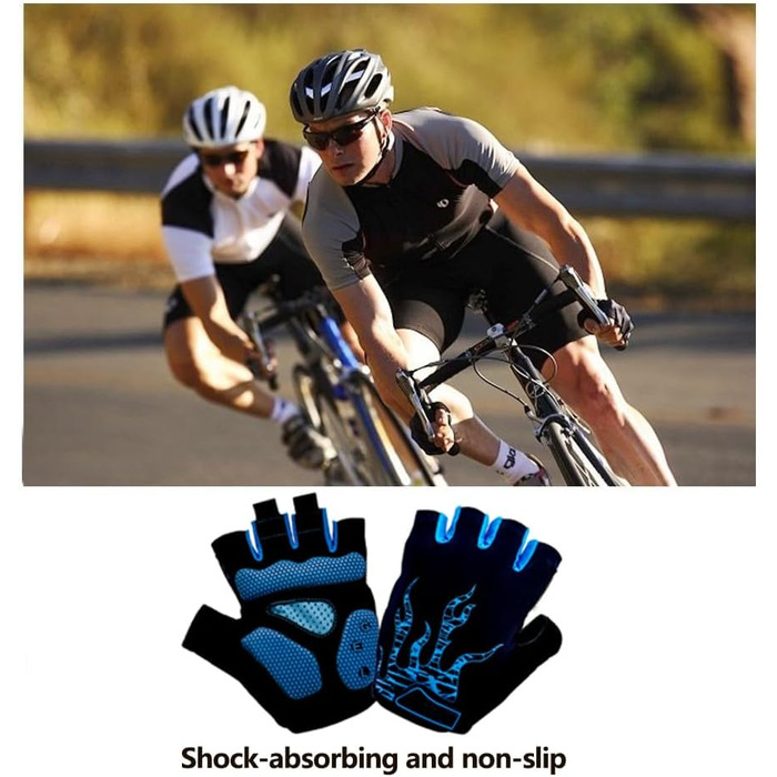 Велосипедні рукавички для чоловіків та жінок літні, для гірського велосипеда, шосе, піших прогулянок та альпінізму (блакитні, XL)