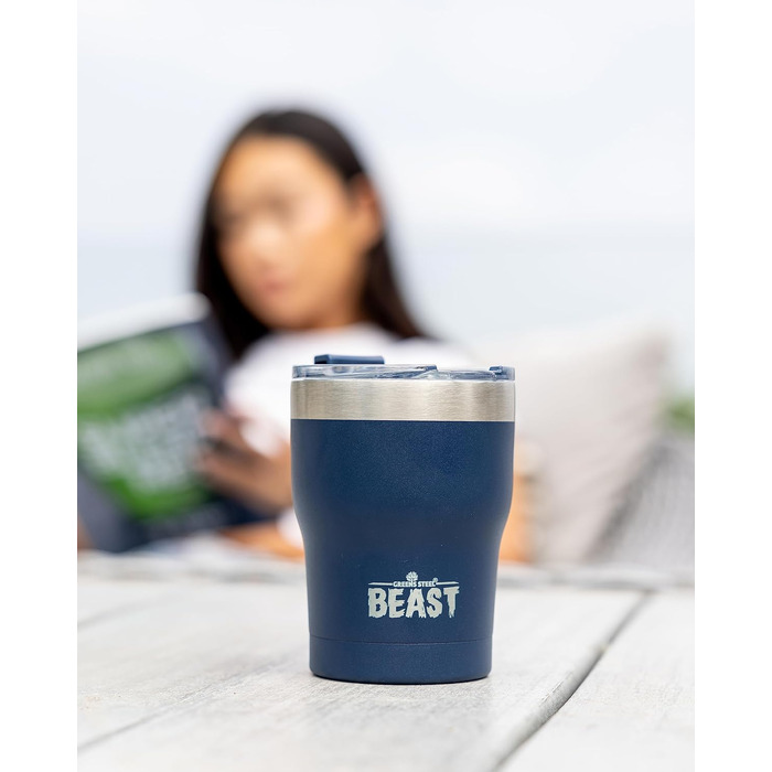 Термочашка Beast 1050 мл (40 oz), темно-синя, багаторазова, з 2 трубочками та щіткою, подвійні стінки, нержавіюча сталь, для кави та айс-кави
