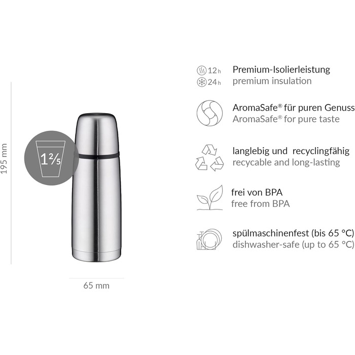 Термос Alfi isoTherm Perfect 0,35 л з нержавіючої сталі, герметичний, для напоїв