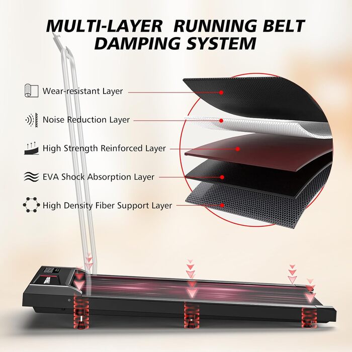 Walking Pad Treadmill Cardirun з нахилом та ручками: компактний біговий тренажер 2-в-1 для дому, 2.5HP, до 136 кг, LED-дисплей, керування через додаток/пульт, чорний з підлокітниками