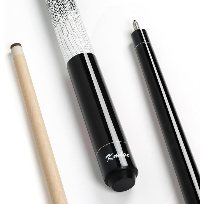 Більярдний кий Kmise професійний, 147 см, канадський клен, шкірна піка 13 мм, антиковзний грип, для дорослих/початківців/професіоналів, чорний (540г)