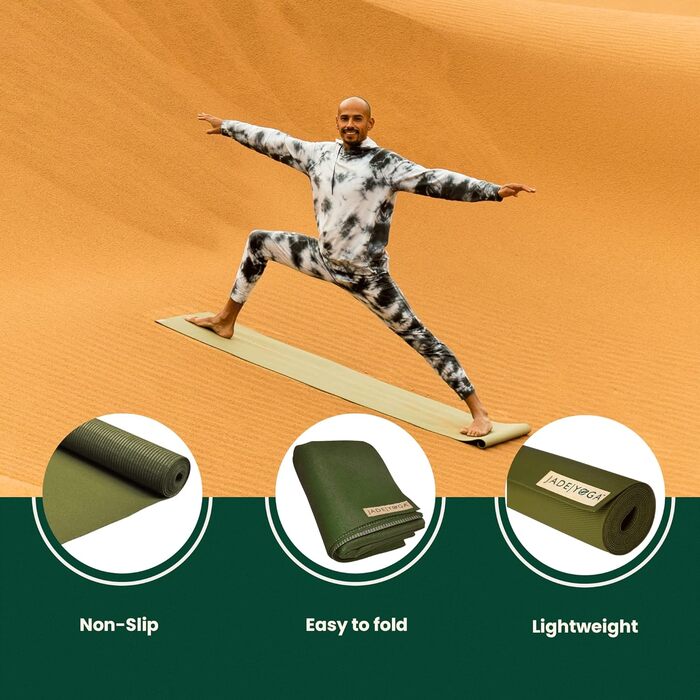 Йога-мат Jade Yoga Voyager 1,6 мм, оливковий, для подорожей