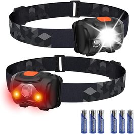 Налобний ліхтар HOSONIC LED з червоним та білим світлом, 2 шт. Водостійкий, 4 режими. Підходить для дітей, дорослих, кемпінгу, бігу, риболовлі.