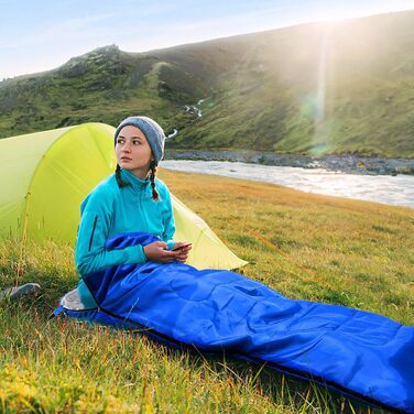 Сплячий мішок Rectoo: водонепроникний, для кемпінгу, походів та подорожей, 200x73 см, блакитний