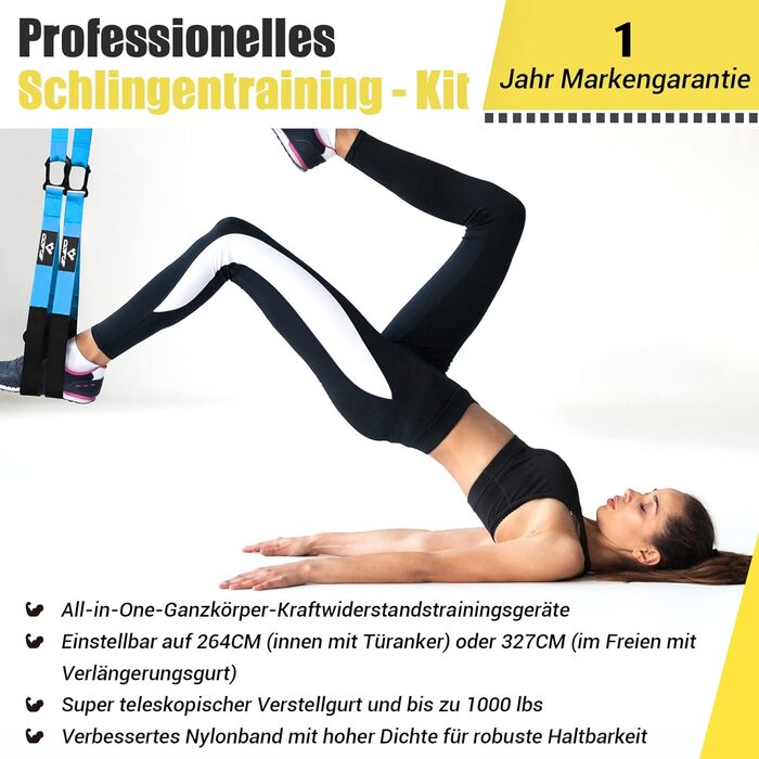 Шкіряний тренажер Sling Trainer для дому з великим ручним захватом та кріпленням до дверей (Blue)