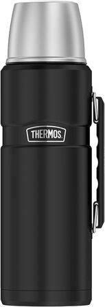 Термос із нержавіючої сталі Thermos King 1,2 л, чорний матовий, з чашкою, 12 годин гаряче / 24 години холодне, BPA free, придатний для миття в посудомийці, з ручкою
