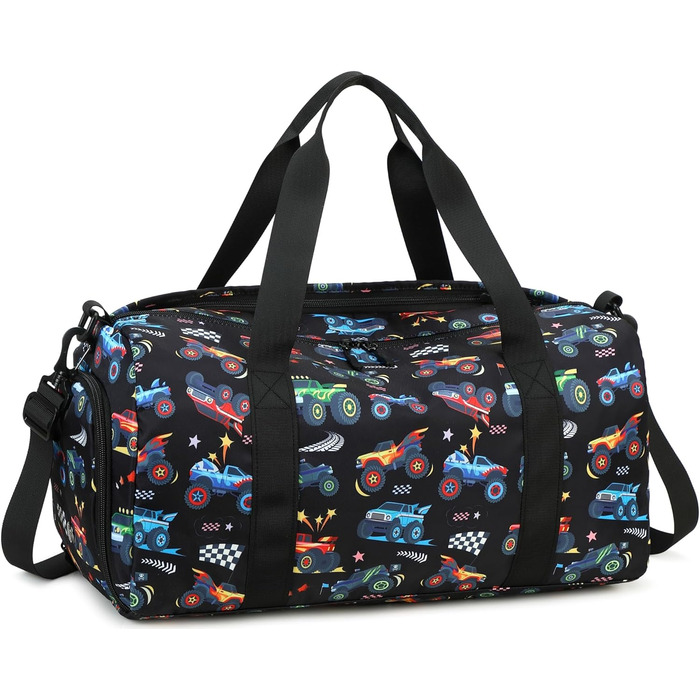 Спортивна сумка для жінок та дівчат, для тренувань, подорожей та вихідних, з відділенням для взуття та мокрих речей (Truck, Чорний)