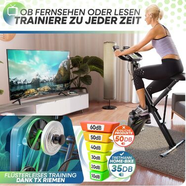 Складаний велотренажер Neu Tretmann RelaxFoam для дому, зручний та безшумний, навантаження до 150 кг, ергометр для літніх людей, спінбайк для фітнесу