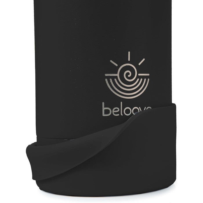 Термос-пляшка beloove 500 мл чорна, нержавіюча сталь, BPA-free, подвійна стінка, захисний чохол, для газованої води, не протікає, стійка до подряпин