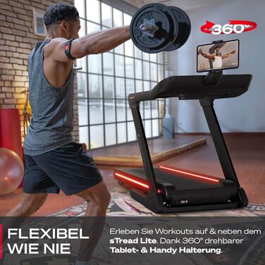 Бігова доріжка Sportstech sTread Pro/Lite – складаний, до 20 км/год, кут нахилу 15-17%, вантажопідйомність 150 кг, LED-дисплей, сумісність з додатком, тихий 7PS двигун, велика площа для бігу, німецька якісна марка sTread Lite