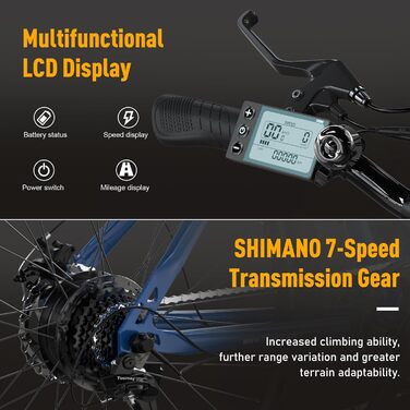 Електровелосипед HITWAY 26'' для міста і бездоріжжя, 250W мотор, 36V 12Ah знімна батарея, 7 швидкостей, пробіг до 90 км, сертифікат StVZO
