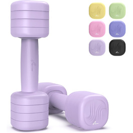 Набір гантелей Sportneer регульовані жіночі – 2 шт. (1–2,5 кг) з неслизьким TPU-покриттям, 4-в-1 для дому, фітнесу та силових тренувань Aura-Lavendel