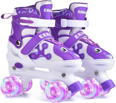 Роликові ковзани ERAN для дітей та дорослих, регульовані, світлодіодні, комфортні, ідеальні для початківців та подарунок на свята, фіолетовий колір