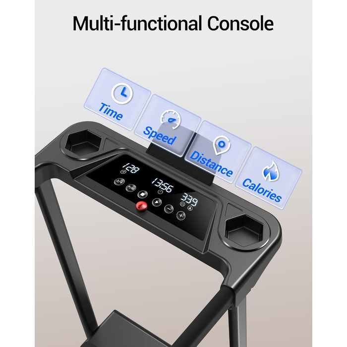 Біговий тренажер UMAY для дому, складаний, 12 км/год, з монітором серцевого ритму, 2.5PS/1800W, 12 програм тренувань, 10% нахил, ефективна амортизація