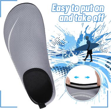 Чоботи для плавання та водного спорту: чоловічі та жіночі, неопренові, для пляжу, серфінгу, плавання. Легкі домашні тапочки для відпочинку (35 EU, сірий)