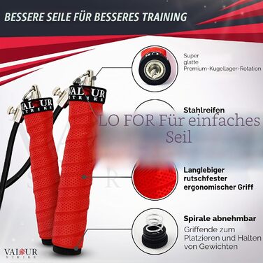 Обважнене скакалка Valour Strike Hex-Treme Set для кардіо-тренувань, HIIT та фітнесу вдома та на вулиці