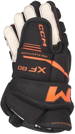 Хокейна рукавичка CCM Tacks XF80 Junior чорний/помаранчевий, 12 дюймів