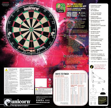 Unicorn Eclipse Pro професійна дротяна мішень для дартсу з сизалю, з павутиною та номерним кільцем, для дорослих, турнірна якість