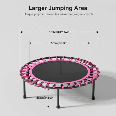 Міні-батут для дорослих 101,6 см, без поручнів, рожевий. Ідеальний для фітнесу вдома та на вулиці