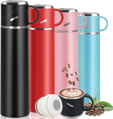 Термос IAGORYUE з нержавіючої сталі, 0.55л, з витокозахисним кришкою та ручкою, двостінний, зберігає тепло/холод до 12 годин, для спорту, офісу, відпочинку на природі, чорний