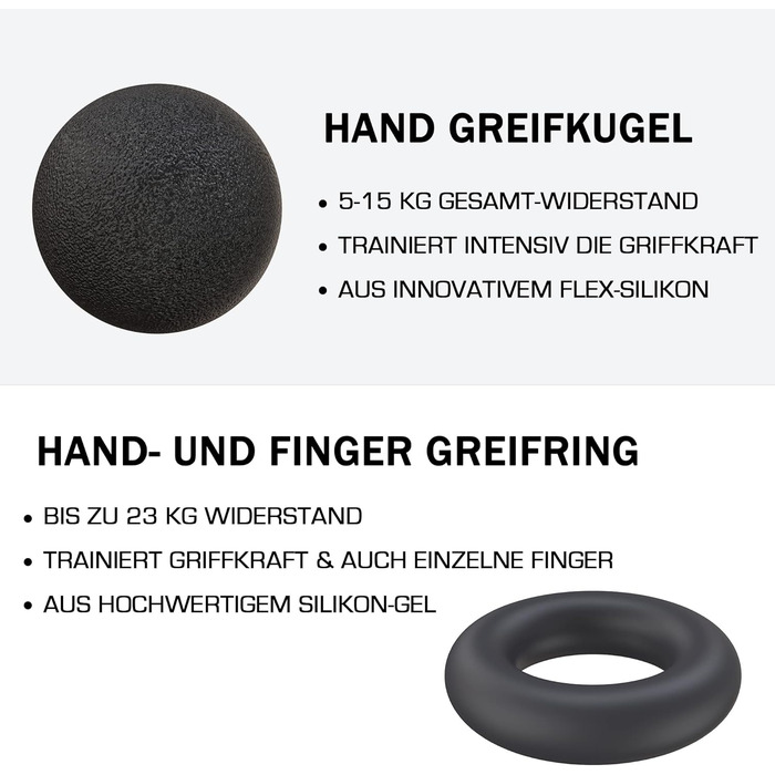 ALPHASKIN Premium Handtrainer: Тренажер для рук та пальців | Набір 2 та 5 шт. | Підвищена сила хвата | Тренування зап'ястя та пальців