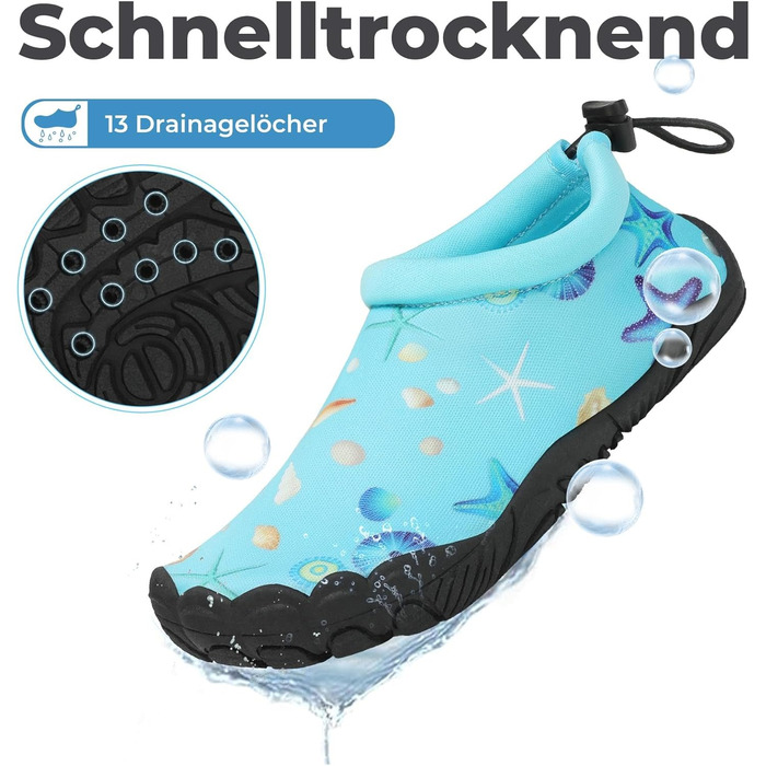 Дитячі шкарпетки-тапочки для плавання Mishansha: дихаючі, швидковисихаючі, антиковзкі, розмір 24-35, блакитні