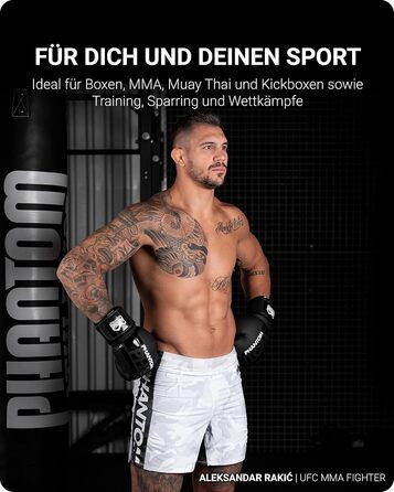 Боксерські рукавички Phantom APEX | MMA, тайський бокс | Чоловічі, чорні, 10 Oz