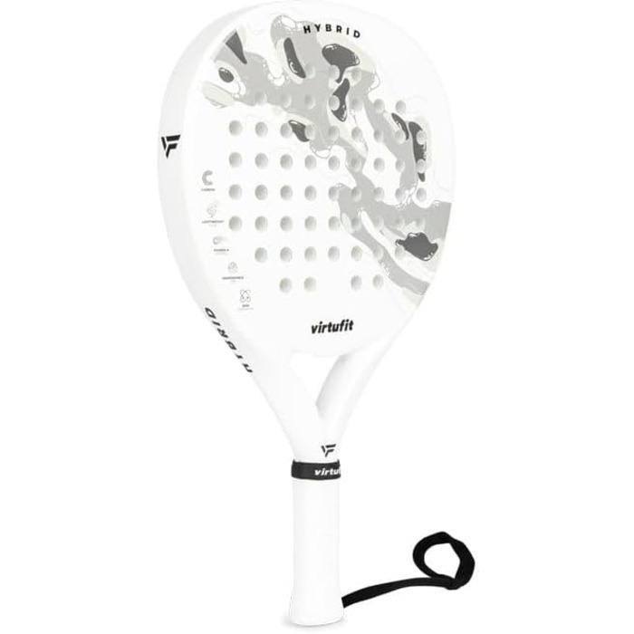 Ракета для падел-тенісу VirtuFit Control - для початківців/гібридна - середній/Fusion Pro - для досвідчених, білий/сріблястий (Fusion Pro)