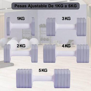 Регульовані гантелі 10 кг (2 x 5 кг), водонепроникні, компактні, легко регулюються, ідеальні для домашніх тренувань (сірі)