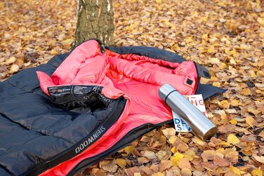 Спальний мішок Steinwood Premium Koppelbar Extra Breit 3-4 Сезон 210см - для кемпінгу, гірських походів, чорний/червоний