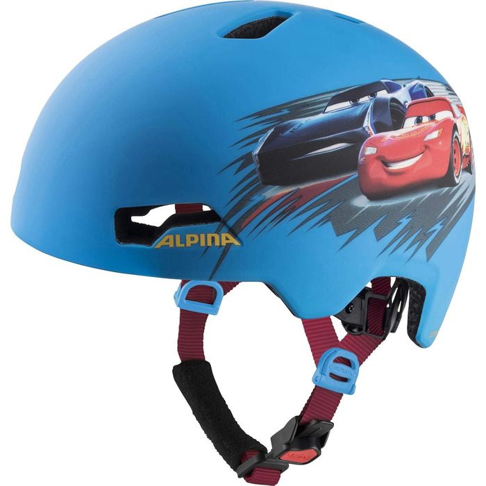 Дитячий велосипедний шолом ALPINA Hackney Disney Cars, легкий, ударостійкий, з вентиляцією, можливістю встановлення LED, розмір 47-51 см