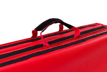 Складаний гімнастичний мат Hop-Sport 180x60x5 см, червоний, товщина 4/5 см – фітнес-мат для дому з ручками та липучкою