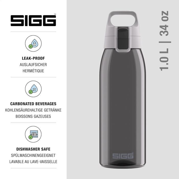 Пляшка для води Sigg Tritan Total Color ONE 600 мл/1 л: для газованих напоїв, легка, герметична, BPA-free, миється в посудомийній машині