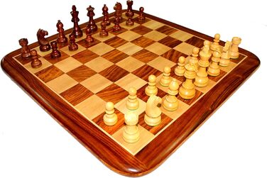 Шахова дошка StonKraft 53,3x53,3 см з акації з ручною роботою фігурами з дерева