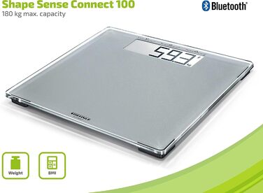 Цифрова вага Soehnle Style Sense Connect 100 з Bluetooth, LCD-дисплеєм, підключенням до додатку, максимальна вага 180 кг
