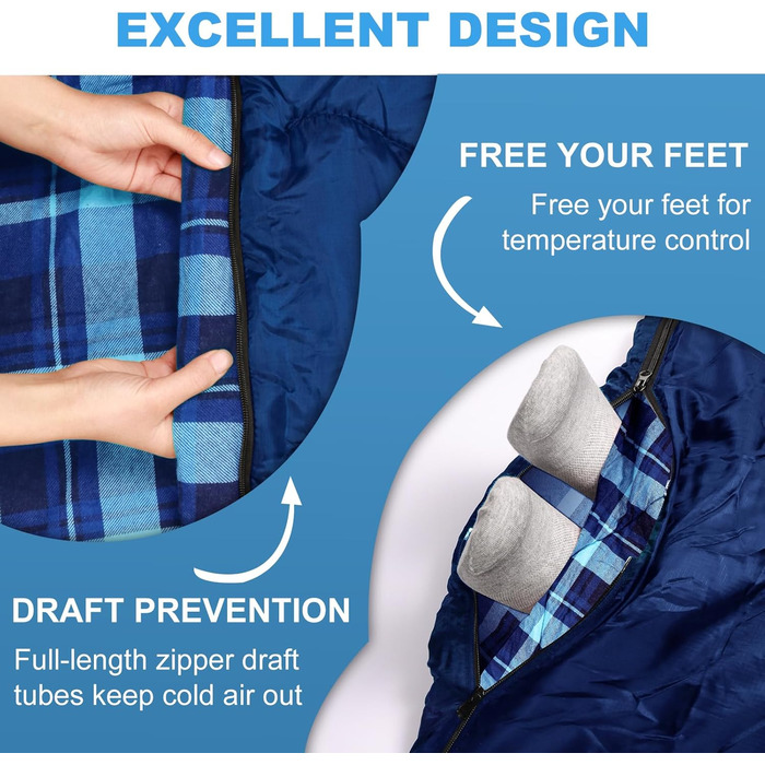 Спальний мішок для двох осіб, XL, Queen Size, для кемпінгу та походів, універсальний, легкий, водонепроникний, з компресійним мішком, чорний/зелений (темно-синій)