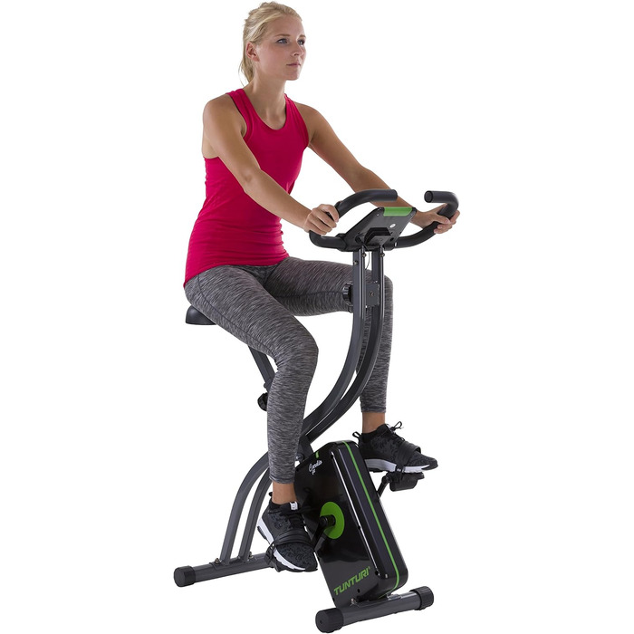 Складаний велотренажер Tunturi Cardio Fit B20 X Bike з LCD-дисплеєм і тримачем для планшета, чорний – домашній фітнес-велосипед